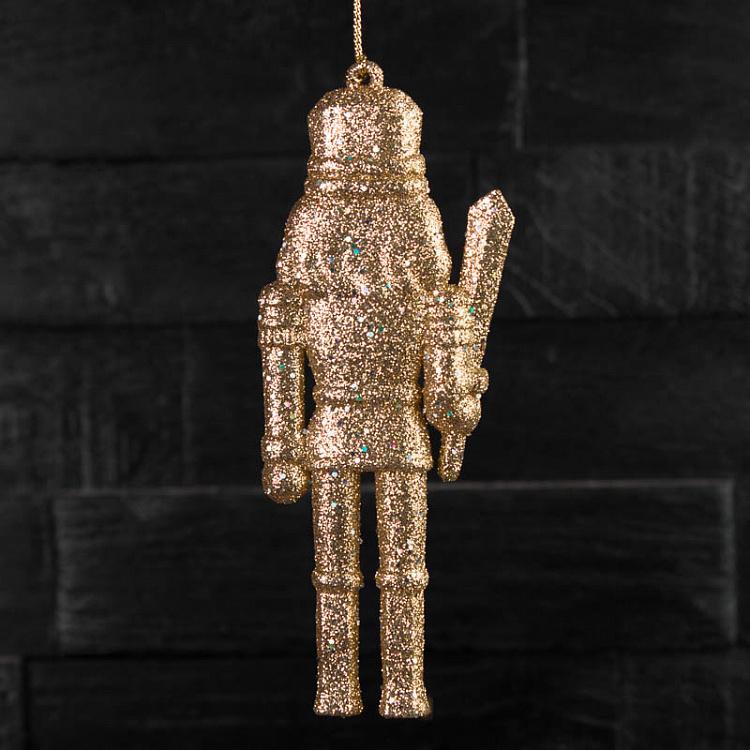 Набор из двух ёлочных игрушек Золотые блестящие щелкунчики Set Of 2 Glitter Nutcrackers Gold 13 cm