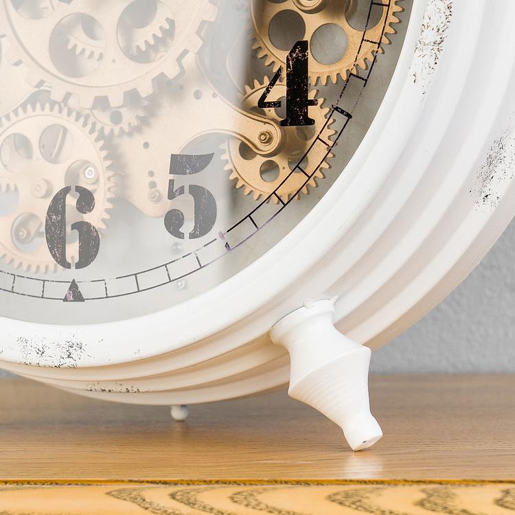 Настольные часы Классические с шестерёнками Classic White Table Clock With Gears