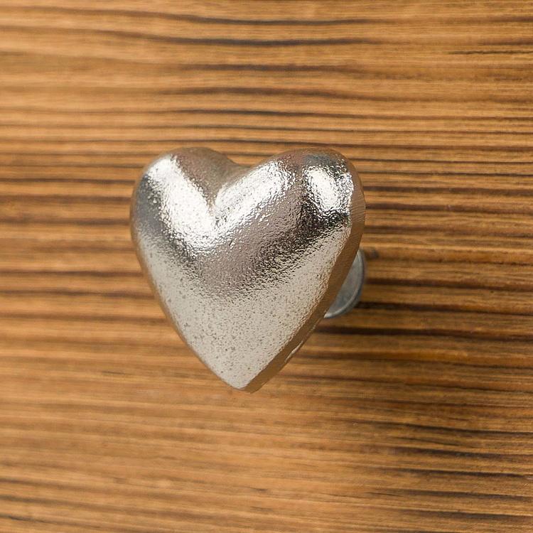 Мебельная ручка Серебряное сердце Heart Knob Silver