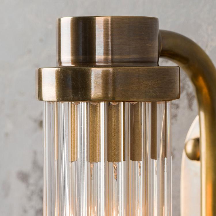 Бра из латуни со стеклянными стержнями Ватсон Watson Wall Lamp Brass Patina And Glass Tubes