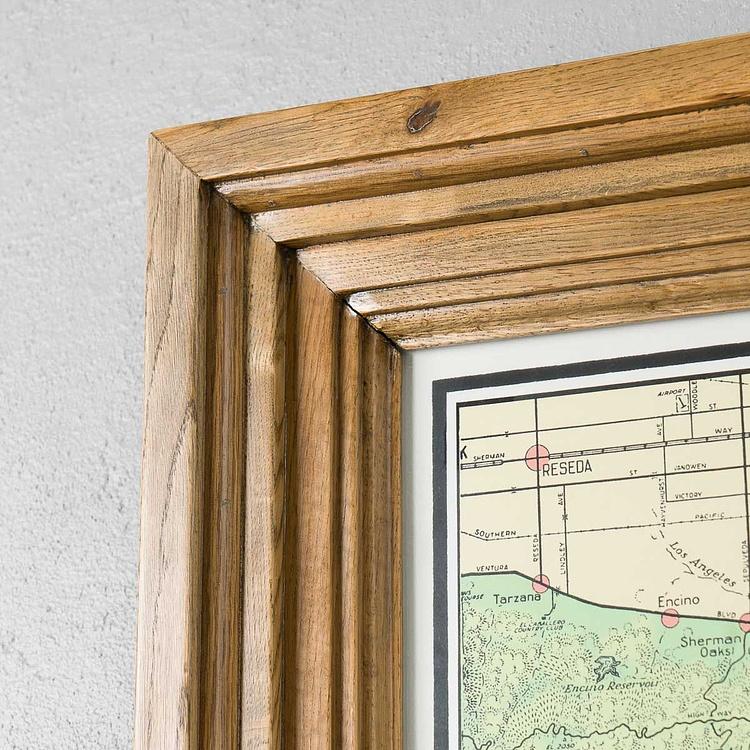 Картина-принт Карта Лос-Анджелеса, рама из высветленного дуба Classic Map Los Angeles, Weathered Oak