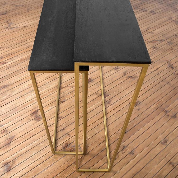 Комплект из двух консольных столов из дерева манго Set Of 2 Consoles Mango And Antique Gold