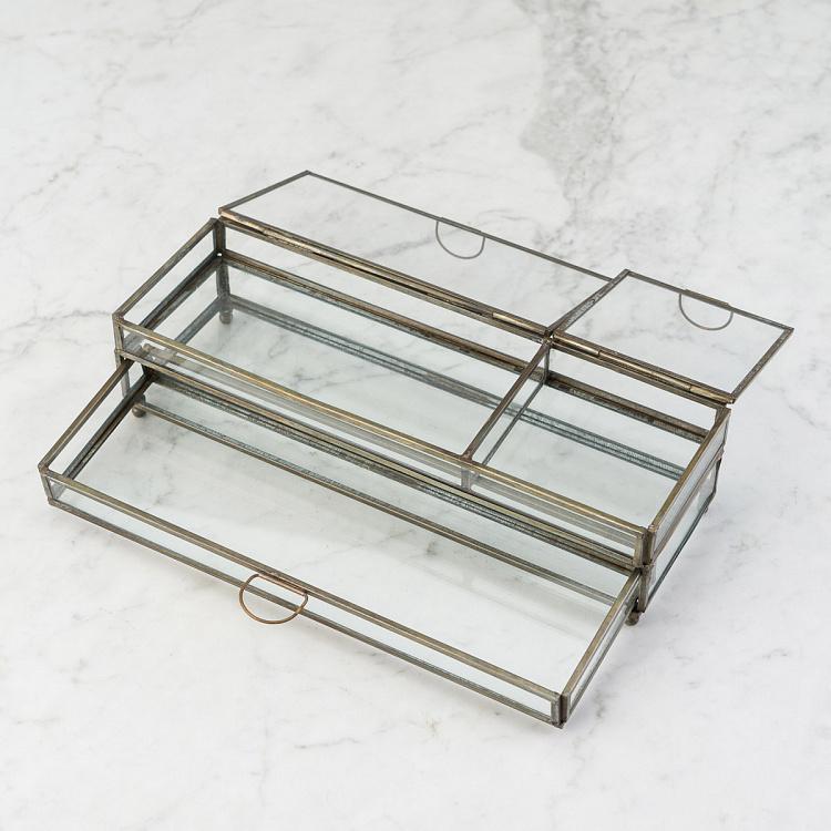 Шкатулка для украшений с тремя отделениями и двумя полками Jewelry Box 2 Shelves And 3 Compartments