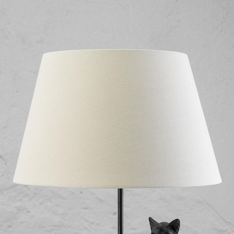 Настольная лампа с белым абажуром Кошка на столике Cat On Stand Table Lamp With White Shade