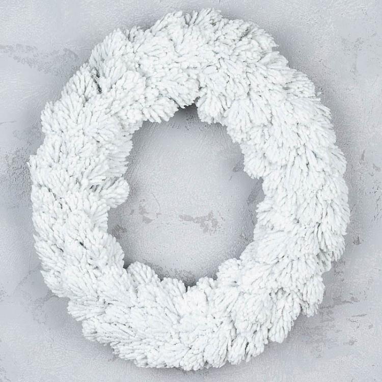 Новогодний заснеженный венок из шишек Wreath Pine With Snow 51 cm