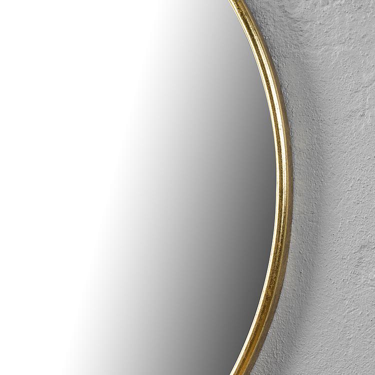 Круглое зеркало с украшением из золотистых листьев Wall Mirror With Leaf Decor