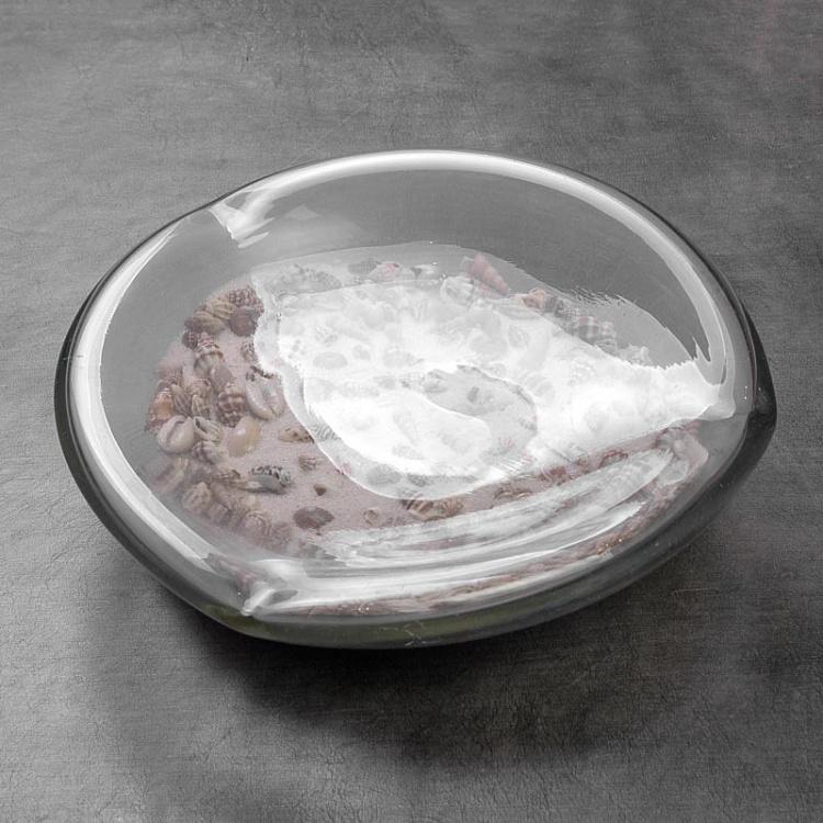Украшение для интерьера с песком и ракушками в стекле Glass Tray With Sand And Shells