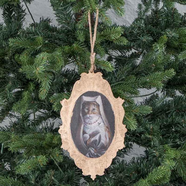 Новогодняя подвеска из дерева Леди Кошка Wooden Pendant Lady Cat 23 cm