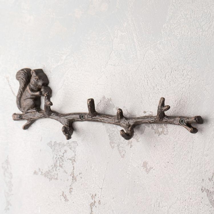 Настенная вешалка для одежды Белка на ветке Coat Holder Squirrel On Branch