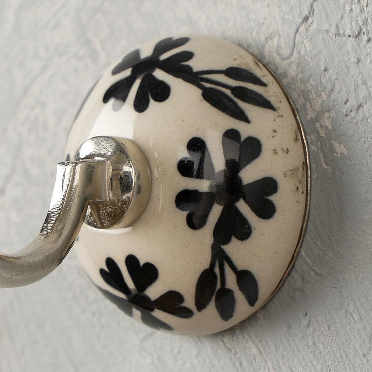 Керамический крючок Чёрный цветок Black Floral Ceramic Hook