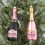 Набор из 2-х ёлочных игрушек Set Of 2 Glass Champagne Bottles Black Pink 16 cm