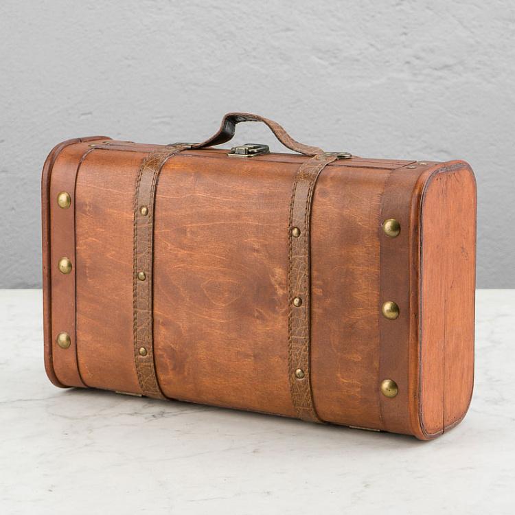 Набор из двух декоративных чемоданов из экокожи Set Of 2 Wood Suitcase Boxes Brown