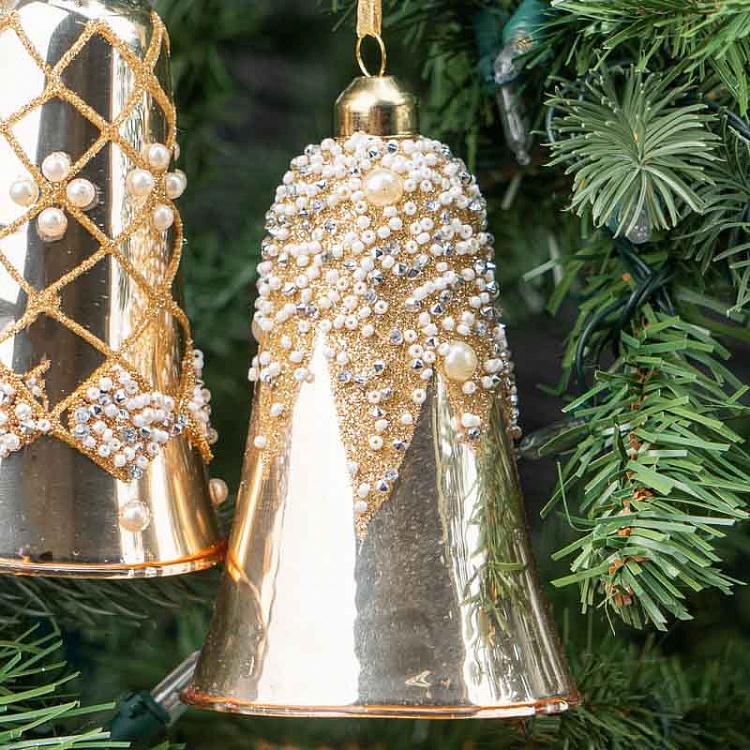 Набор из трёх ёлочных игрушек Стеклянные колокольчики 1 Set Of 3 Glass Bells 1 12 cm