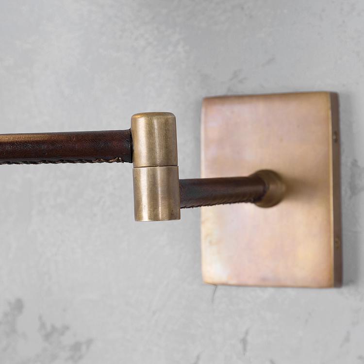 Поворотное бра Мейфэр с бежевым льняным абажуром Leather Copper Wallsconce With Shade Beige Linen