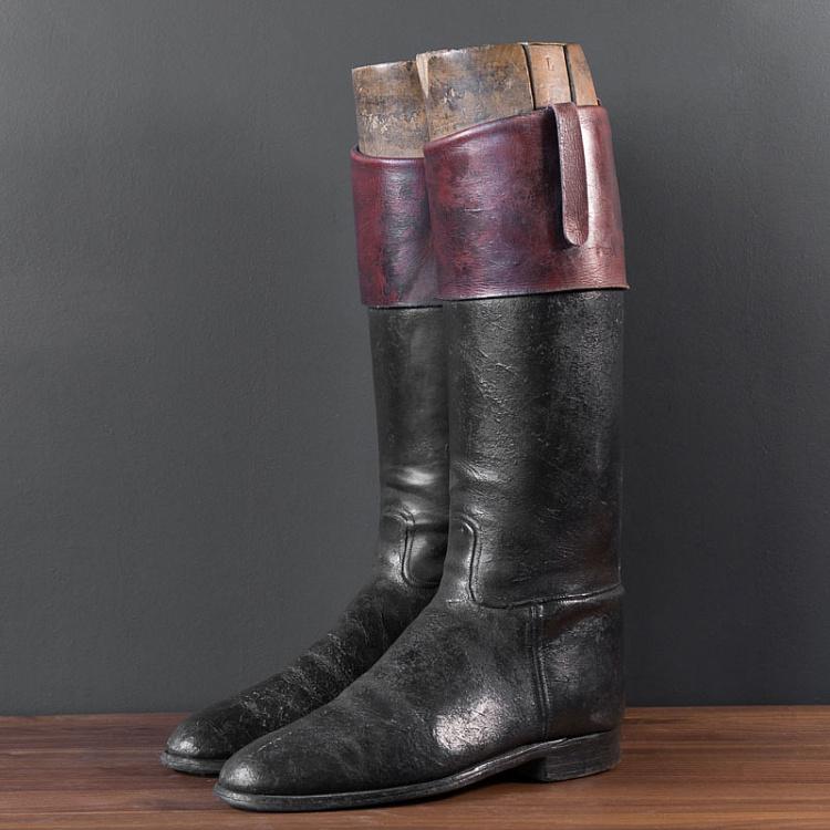 Винтажные сапоги для верховой езды Vintage Black Riding Boots With Shoe Lasts