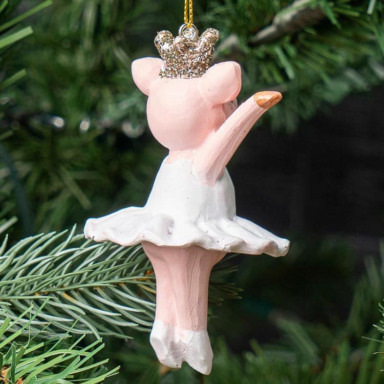 Ёлочная игрушка Танцующая свинка в короне Hanger Dancing Pig With Crown 10 cm