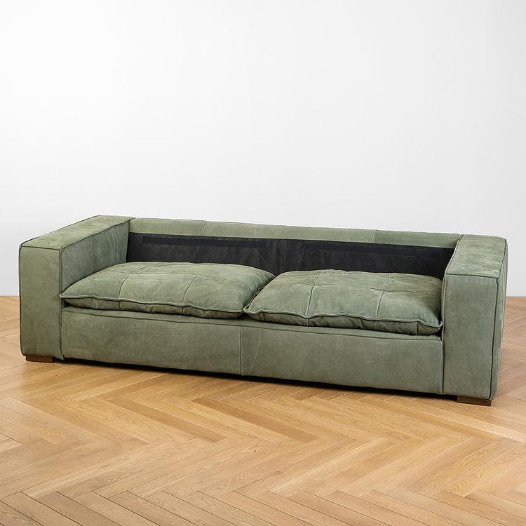 Трёхместный кожаный диван Сити, ножки цвета латуни City 3 Seater, Brass Metal Leather RM