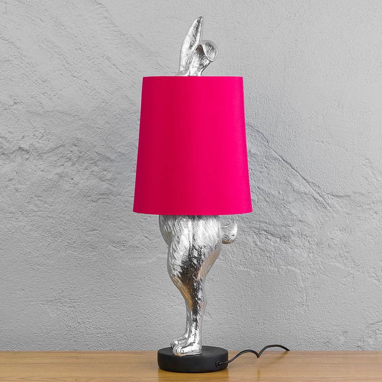 Настольная лампа Робкий кролик с розовым абажуром Table Lamp Hiding Bunny Pink