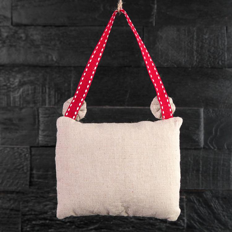 Новогодняя подвеска Вышитые сердца на подушке Coussin Tissu Brode Coeurs 11 cm