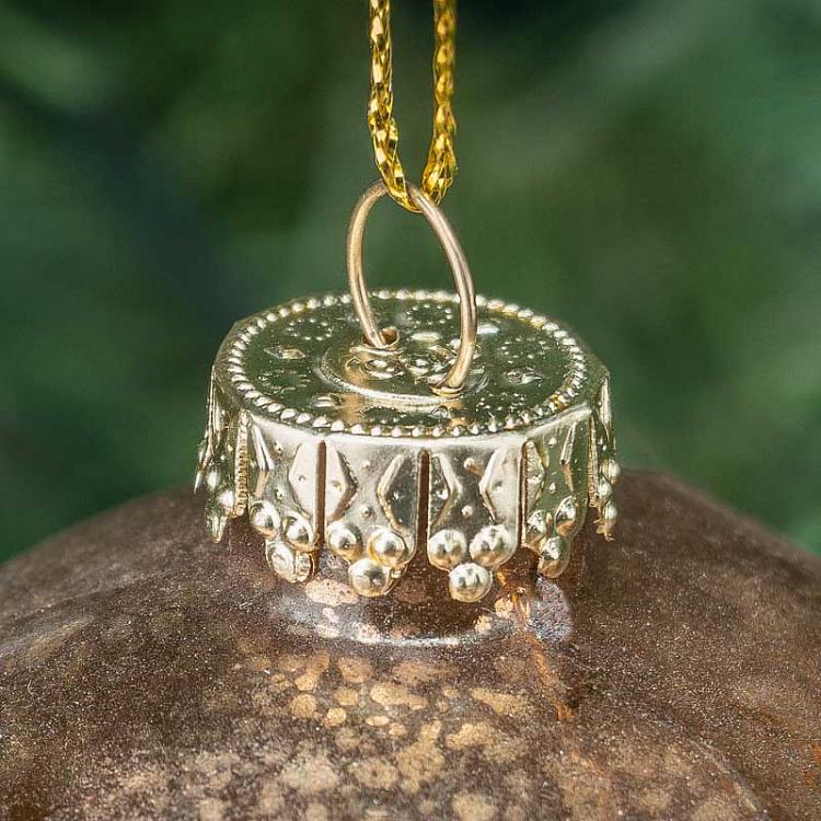 Ёлочная игрушка Золотой череп Glass Antique Jewel Skull Gold/Black 11 cm