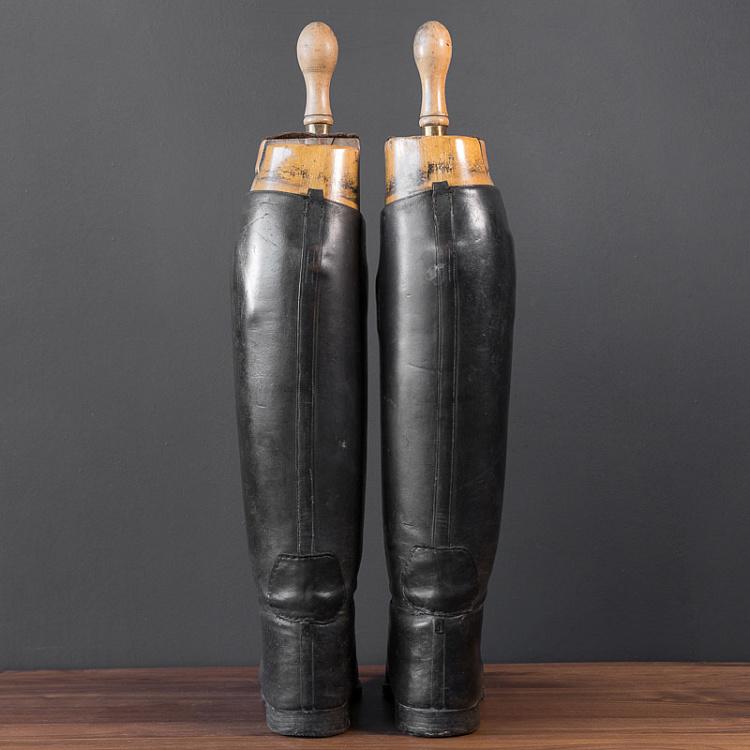 Винтажные сапоги для верховой езды 4 Vintage Black Riding Boots With Shoe Lasts 4