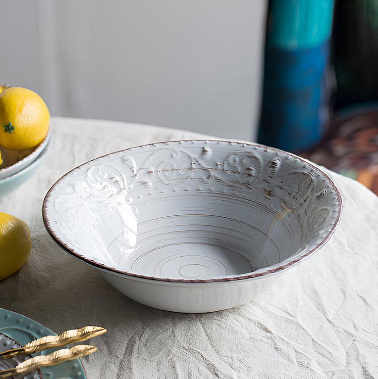 Сервировочная тарелка в деревенском стиле кремовая Rustic Fare Serving Bowl Cream