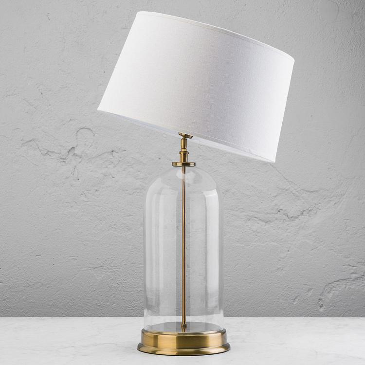 Настольная лампа со стеклянным куполом и абажуром Казань Kazan Glass Dome Brass Base Table Lamp With Shade