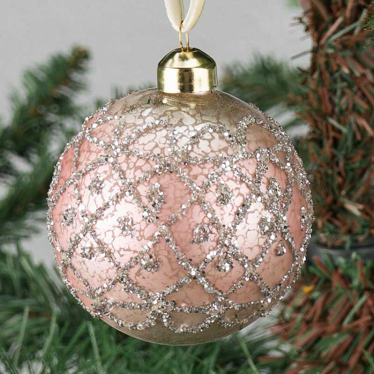 Ёлочная игрушка Розовый состаренный шар Ball Aged Pink 8 cm