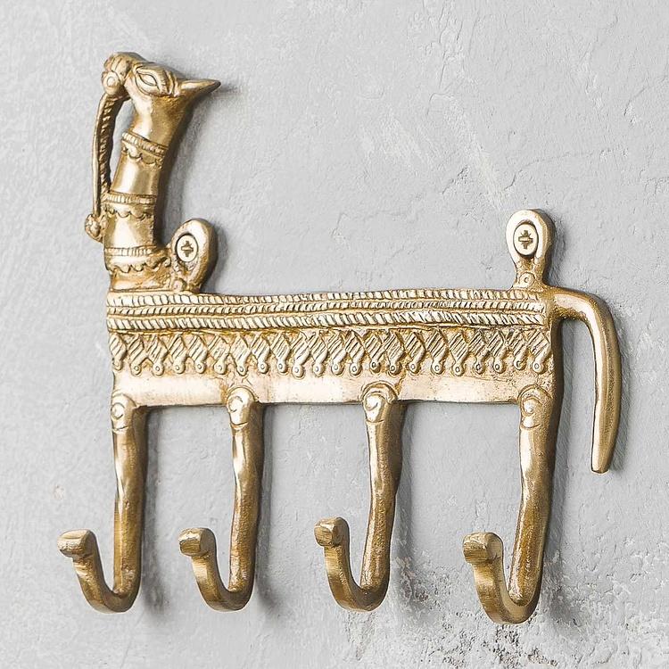 Ключница с четырьмя крючками Верблюд Camel Solid Brass Keys Rack 4 Hooks