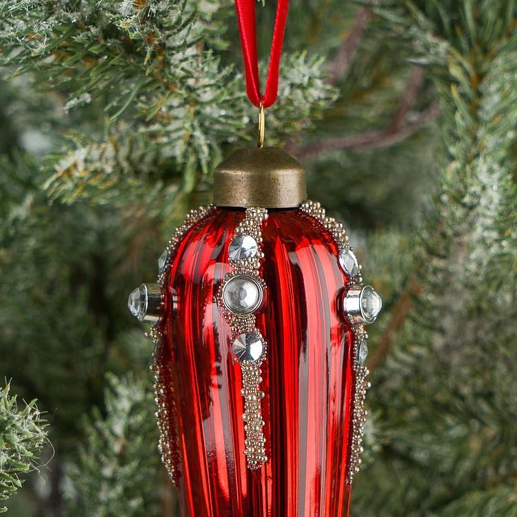 Ёлочная игрушка Красная сосулька Icicle Red 22 cm