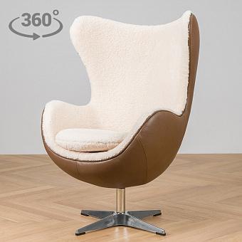 Eggchair White Sheep Skin And Leather Tenzing