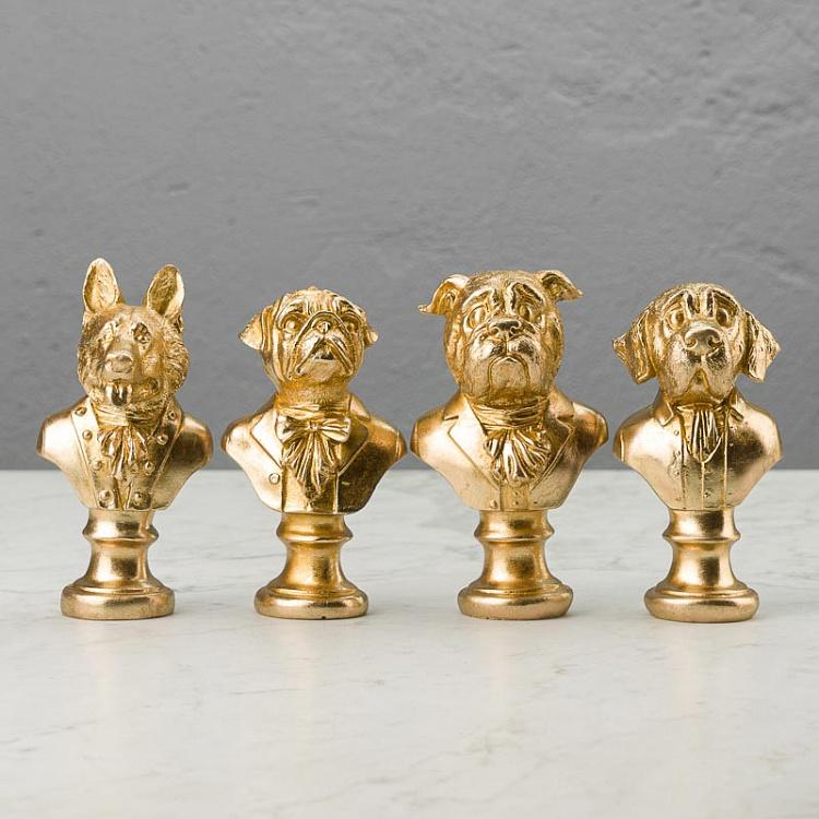 Набор из четырёх золотых статуэток Бюст Собаки Set Of 4 Bust Dogs Gold