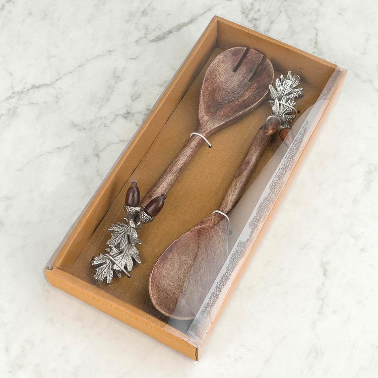 Набор из двух салатных ложек Дубовые веточки Set Of 2 Salad Servers Holly