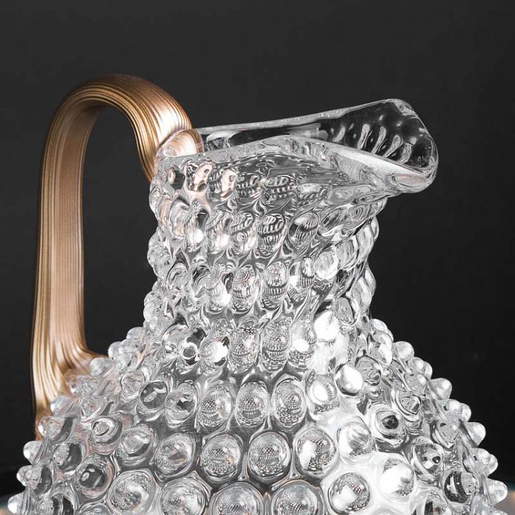 Кувшин Диамант с золотой ручкой Pitcher Hobnail With Golden Handle Large