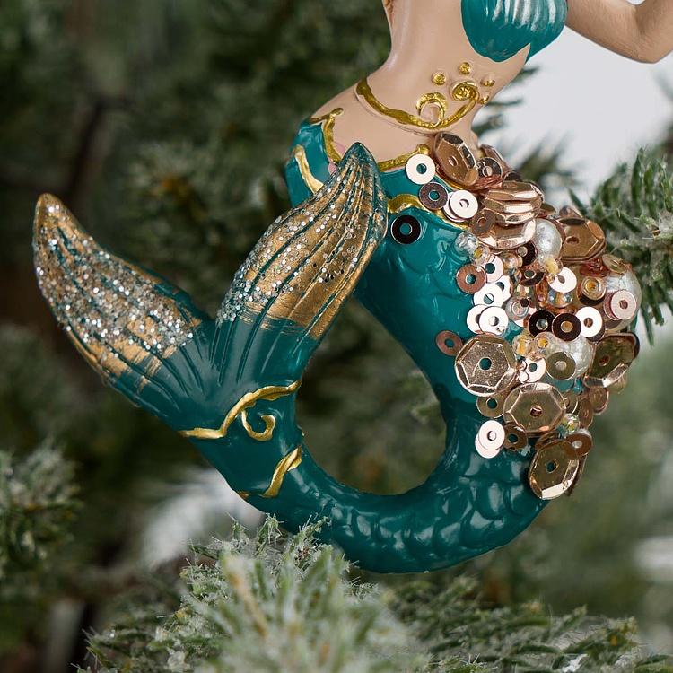 Набор из двух ёлочных игрушек Русалки Set Of 2 Pearl Botanica Mermaids Pink Blue 9,5 cm