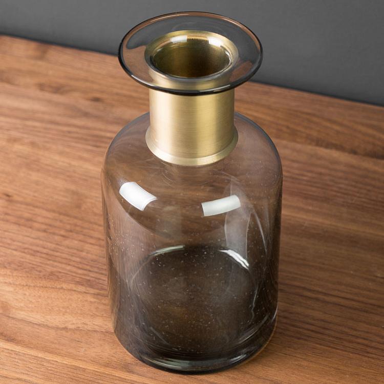 Серая ваза с золотым горлышком Pharmacy Bottle With Gold Detail Grey