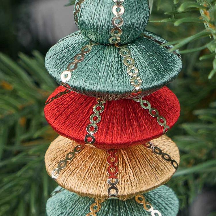 Новогодняя подвеска Зелёно-красно-жёлтый кулон с кисточкой Pendant With Tassel Green Red Yellow 20 cm