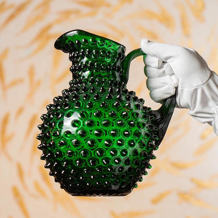 Изумрудный кувшин Диамант Pitcher Hobnail Green Large