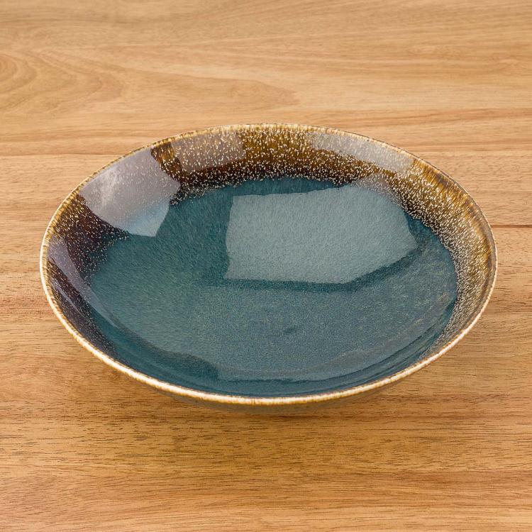 Суповая тарелка сине-коричневая Блум Bloom Blue And Brown Soup Plate