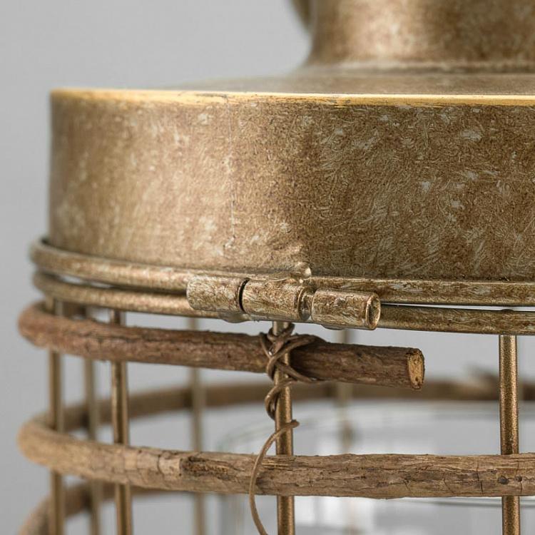 Подсвечник из состаренного металла в виде фонаря Aged Copper Metal Lantern