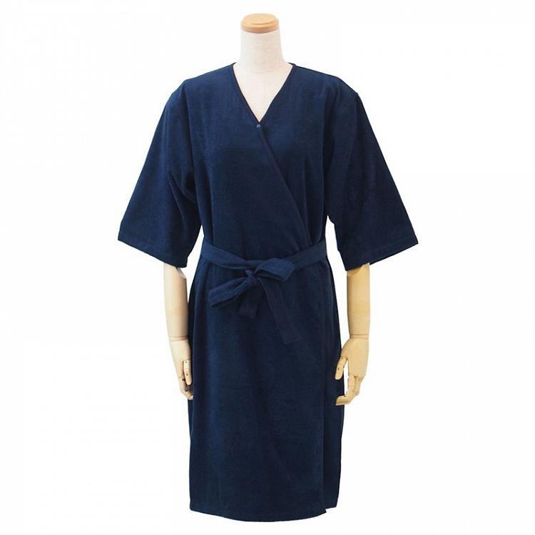 Сверхтонкий тёмно-синий халат, размер M Ultra-Thin Soft Pile Bathrobe Dark Blue M