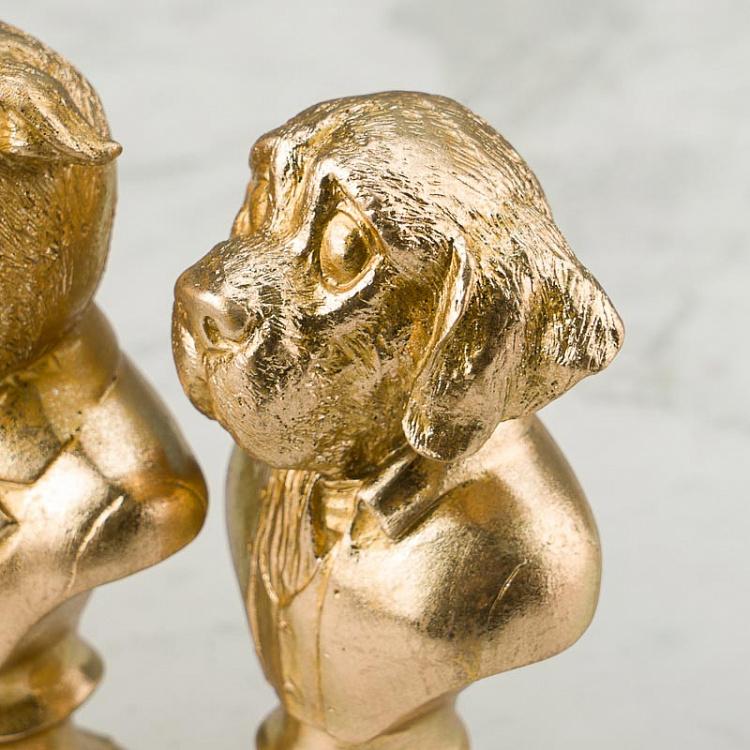Набор из четырёх золотых статуэток Бюст Собаки Set Of 4 Bust Dogs Gold