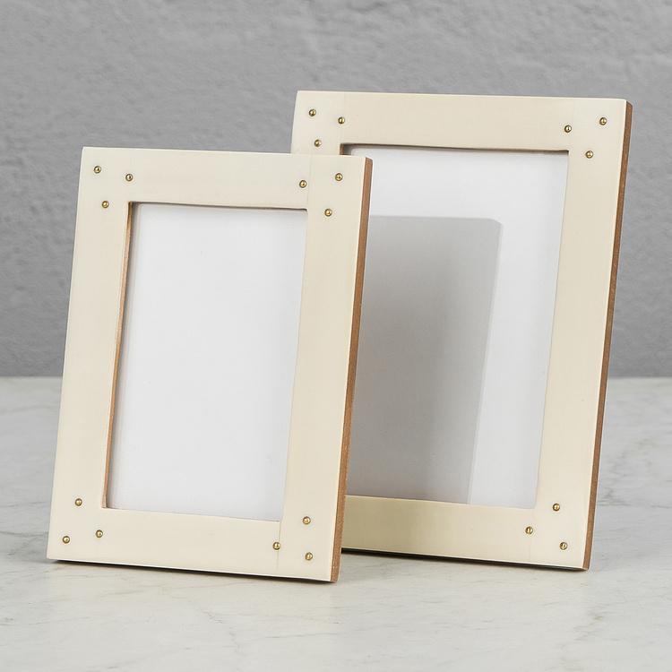 Рамка для фото с золотистыми пусетами, S White Photo Frame With Stud Small