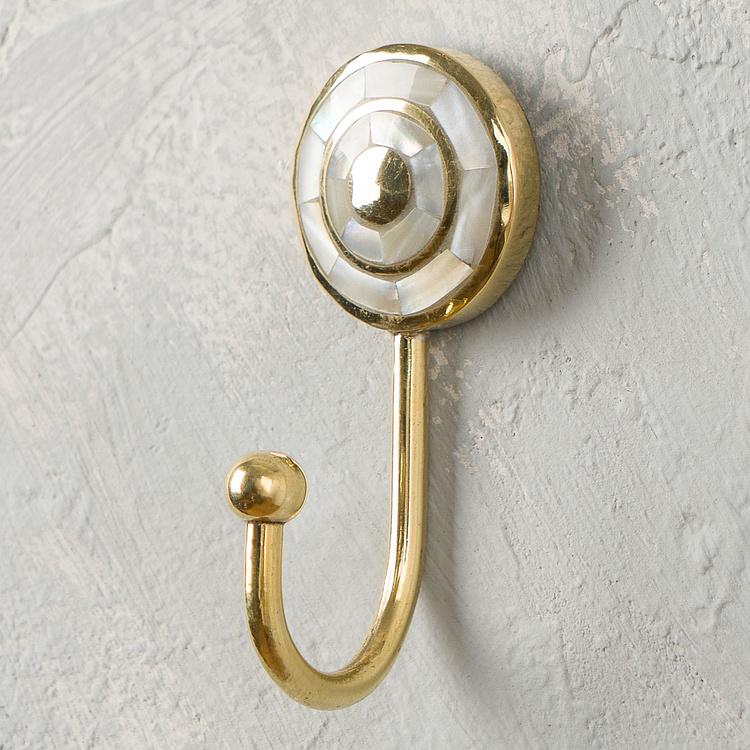 Крючок с латунными кругами и перламутровой инкрустацией Brass Circles Pearl Inlay Hook
