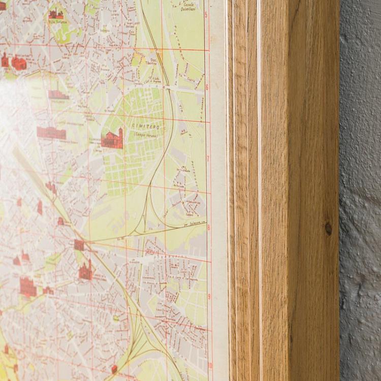 Картина-принт Карта Рима, рама из высветленного дуба Classic Map Rome, Weathered Oak