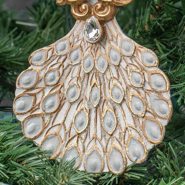 Ёлочная игрушка Павлин в рамке Peacock In Frame Cream/Gold 21,5 cm