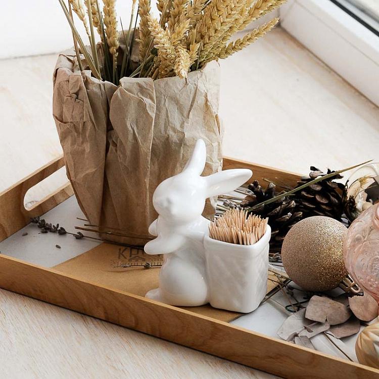 Подставка для зубочисток Кролик с туеском Rabbit With Box Toothpick Holder