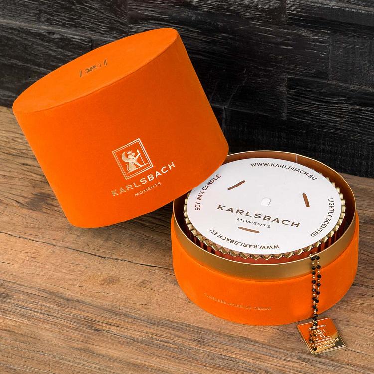 Аромасвеча в красном рифлёном стакане Фиолетоволистная роза, L Aroma Candle In Red Striped Glass Berry Rose Large