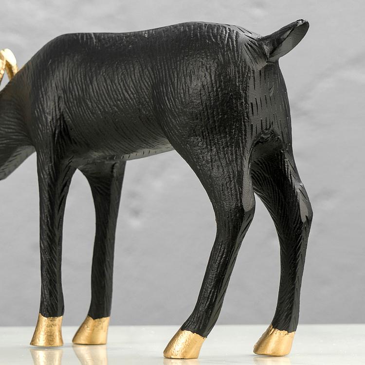 Подставка для мелочей Чёрный олень на водопое Deer Golden Horns Trinket Tray Black