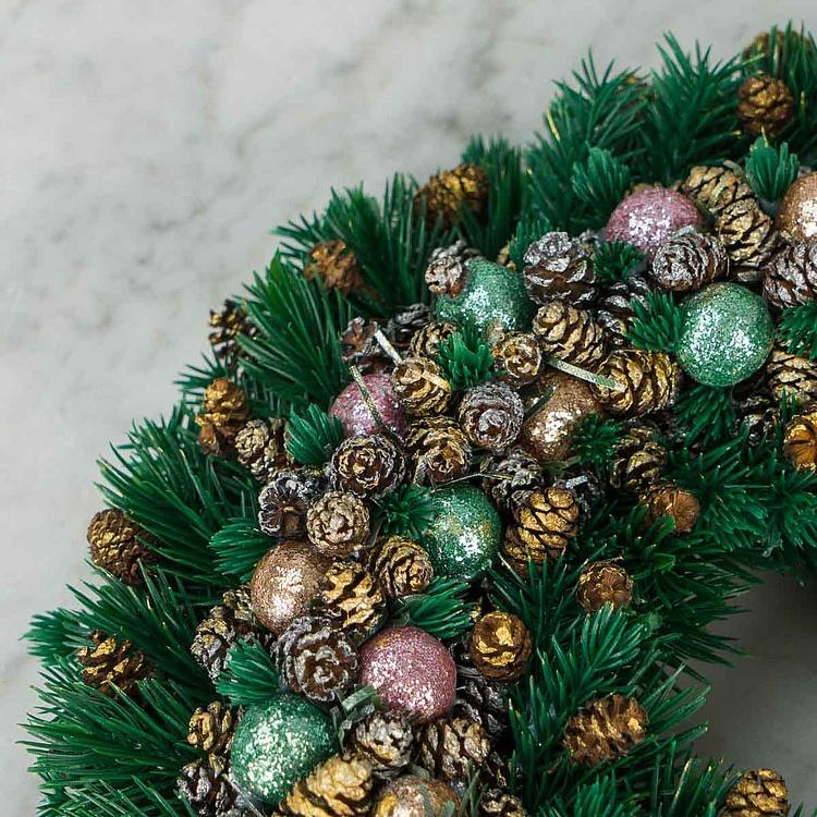 Новогодний венок с шишками и веточками Wreath With Pinecones And Twigs 21 cm